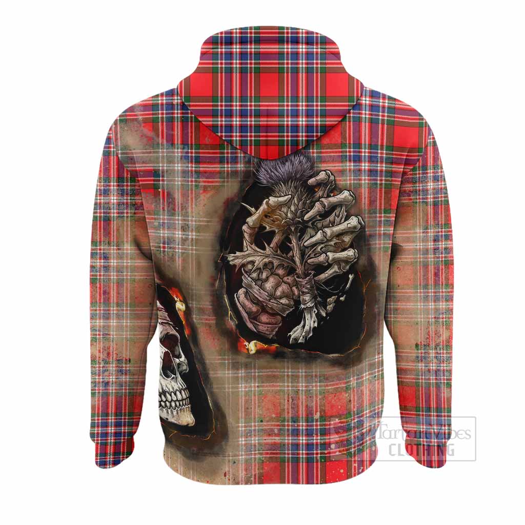 MacFarlane (McFarlane) Tartan Hoodie Halloween Skeleton With Thistle Burning Effect