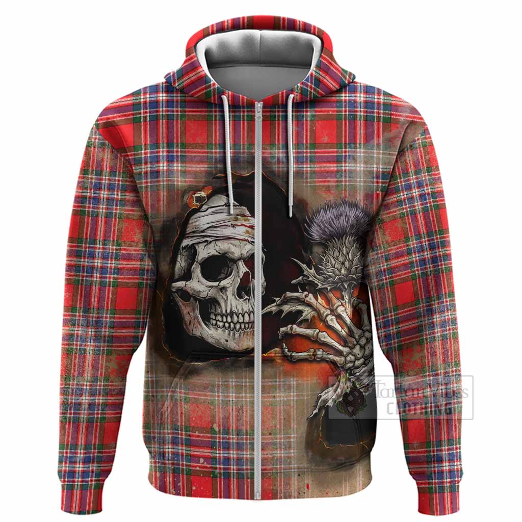 MacFarlane (McFarlane) Tartan Hoodie Halloween Skeleton With Thistle Burning Effect