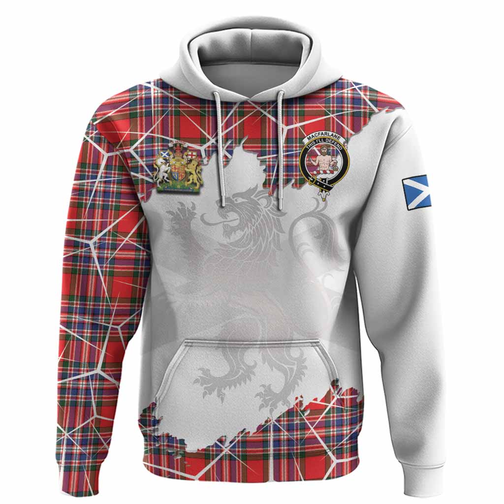MacFarlane (McFarlane) Tartan Hoodie with Family Crest and Lion Rampant Grunge Style