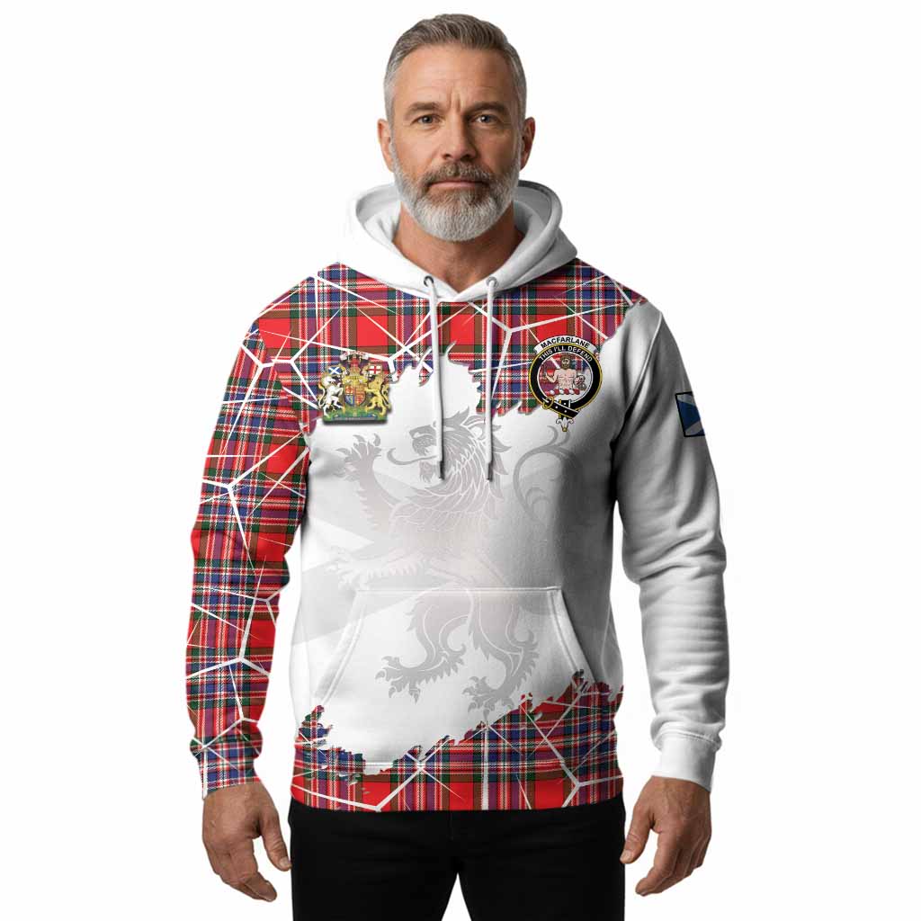 MacFarlane (McFarlane) Tartan Hoodie with Family Crest and Lion Rampant Grunge Style