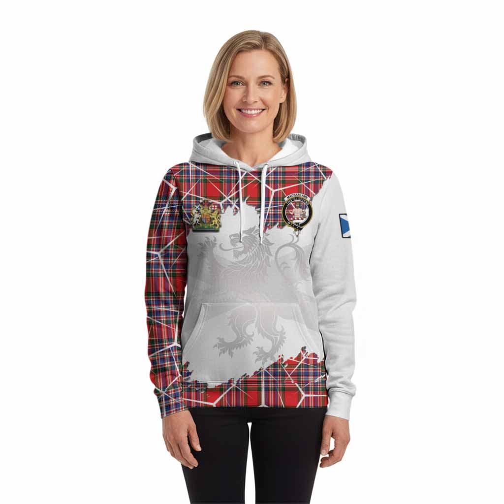 MacFarlane (McFarlane) Tartan Hoodie with Family Crest and Lion Rampant Grunge Style