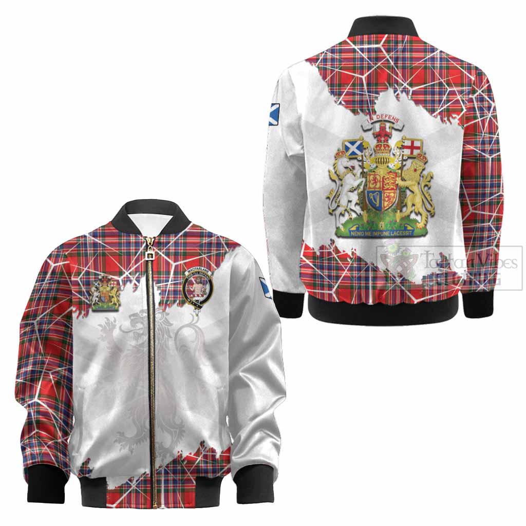 MacFarlane (McFarlane) Tartan Kid Bomber Jacket with Family Crest and Lion Rampant Grunge Style
