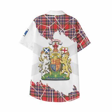 MacFarlane (McFarlane) Tartan Kid Hawaiian Shirt with Family Crest and Lion Rampant Grunge Style