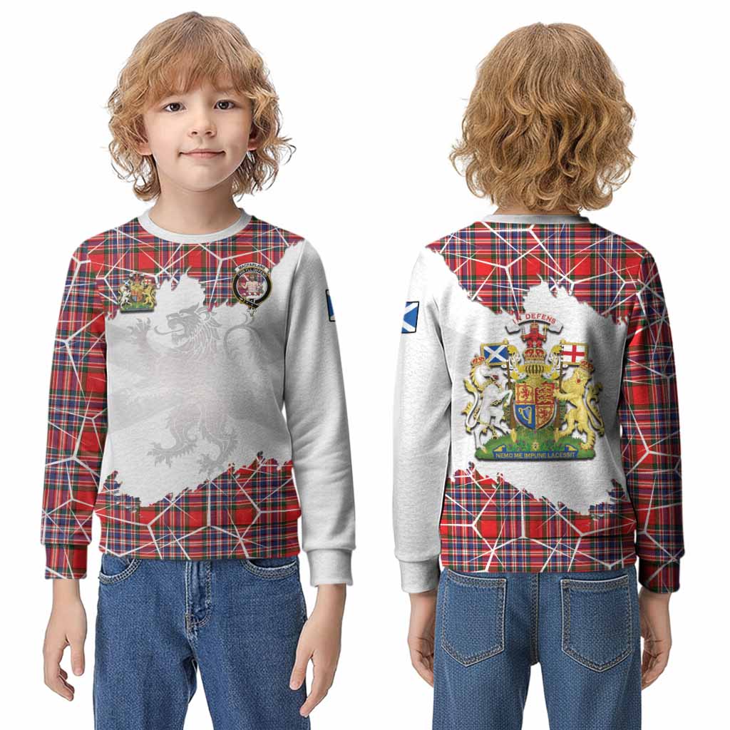 MacFarlane (McFarlane) Tartan Kid Knitted Sweatshirt with Family Crest and Lion Rampant Grunge Style