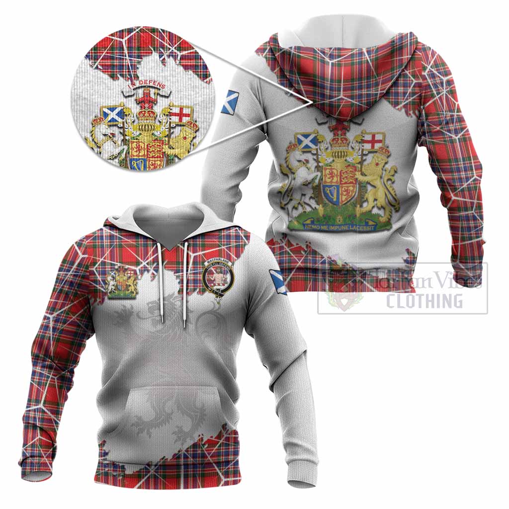 MacFarlane (McFarlane) Tartan Knitted Hoodie with Family Crest and Lion Rampant Grunge Style