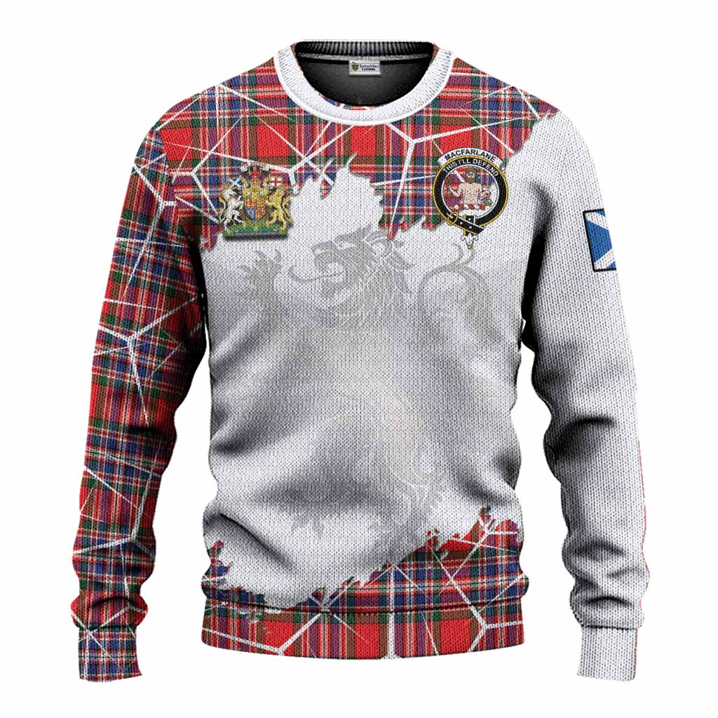 MacFarlane (McFarlane) Tartan Knitted Sweater with Family Crest and Lion Rampant Grunge Style
