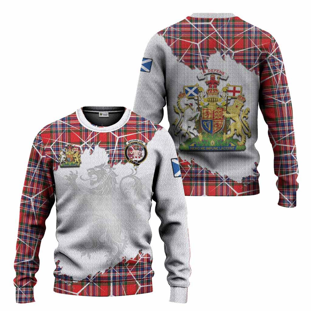 MacFarlane (McFarlane) Tartan Knitted Sweater with Family Crest and Lion Rampant Grunge Style