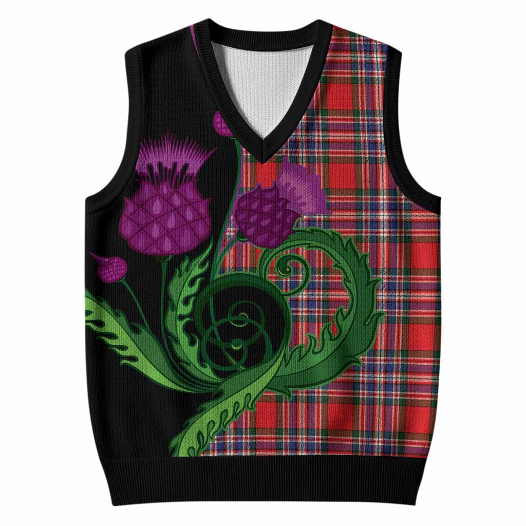 MacFarlane (McFarlane) Tartan Knitted V-Neck Vest Traditional Scottish Thistle