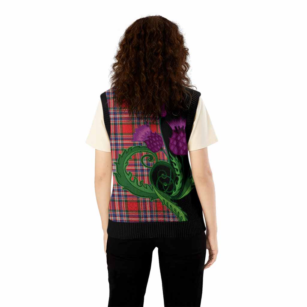 MacFarlane (McFarlane) Tartan Knitted V-Neck Vest Traditional Scottish Thistle