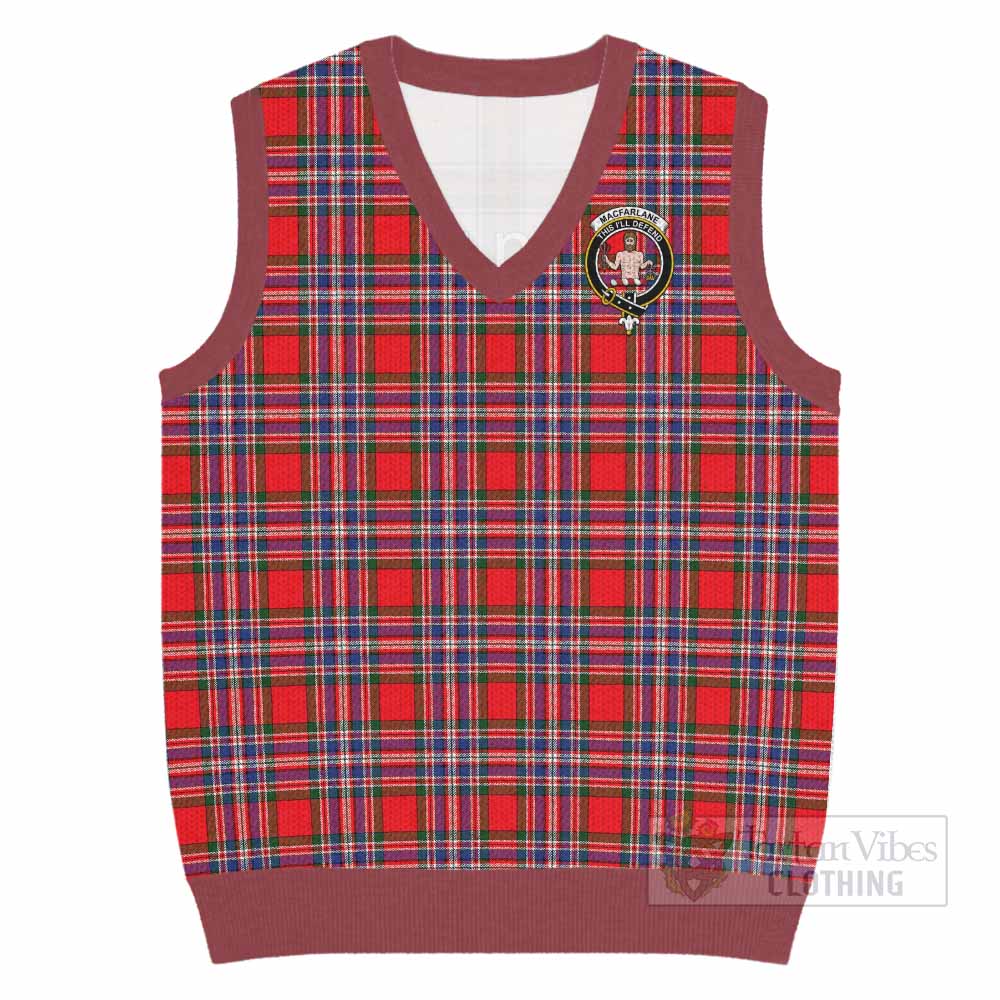 MacFarlane (McFarlane) Tartan Knitted V-Neck Vest with Family Crest - Tartan Vibes Clothing