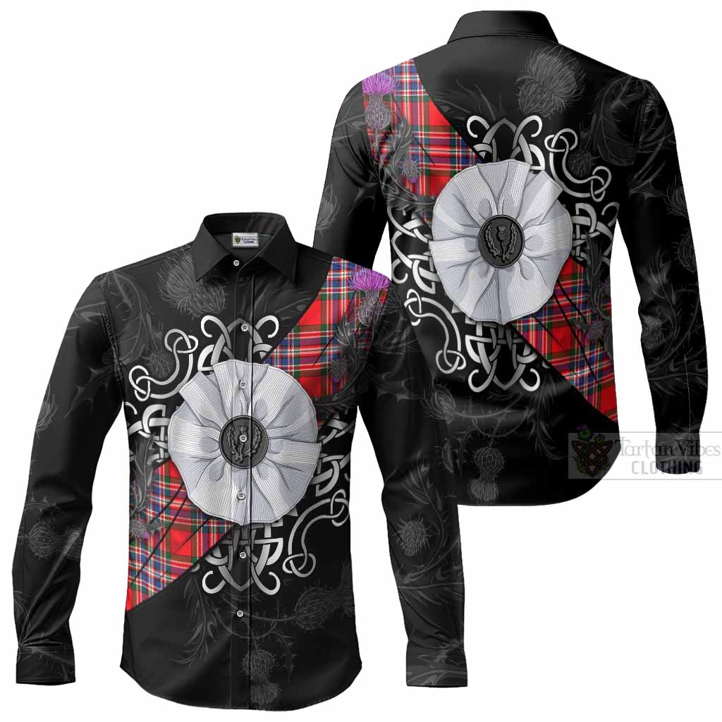 MacFarlane (McFarlane) Tartan Long Sleeve Button Shirts Jacobite White Rose Men's Shirt - Tartan Vibes Clothing