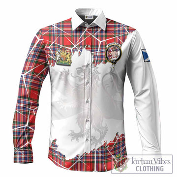 MacFarlane (McFarlane) Tartan Long Sleeve Button Shirts with Family Crest and Lion Rampant Grunge Style