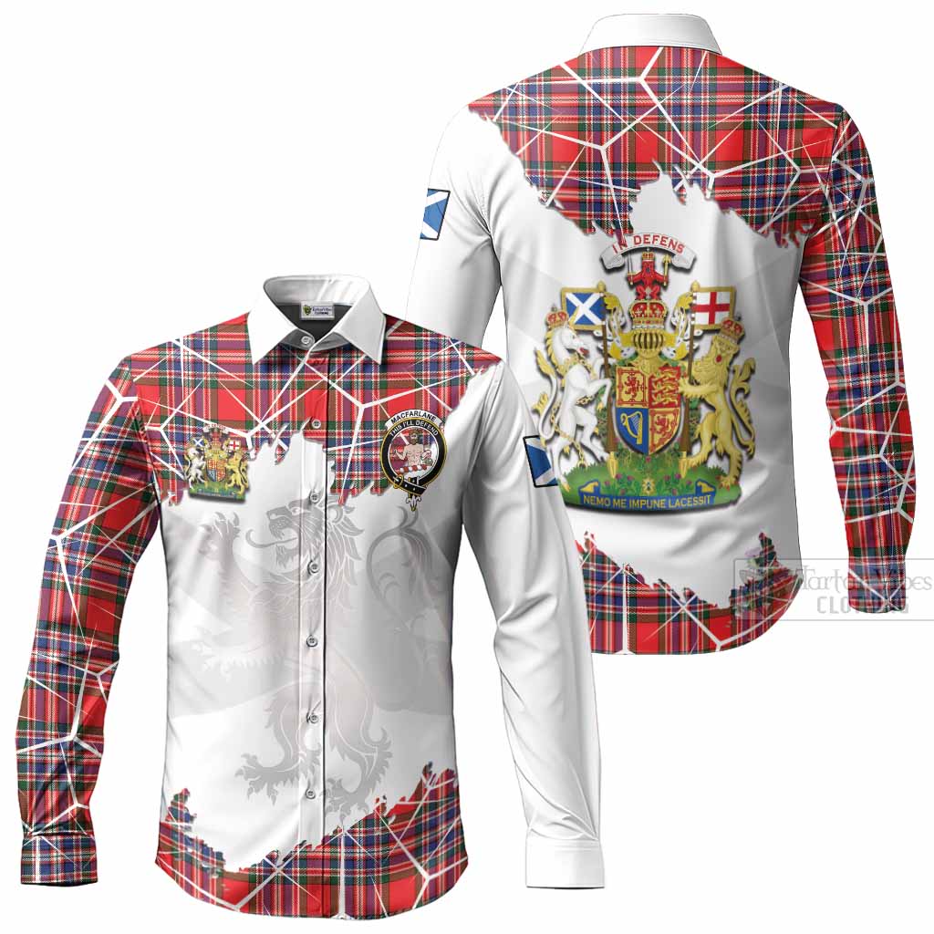 MacFarlane (McFarlane) Tartan Long Sleeve Button Shirts with Family Crest and Lion Rampant Grunge Style