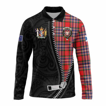 MacFarlane (McFarlane) Tartan Long Sleeve Polo Shirt New Zealand Pattern Unique Zipper Stylized