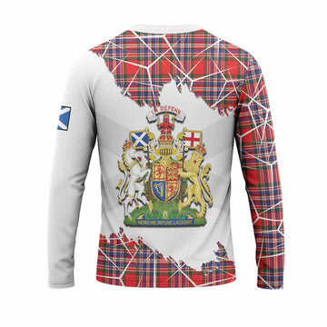 MacFarlane (McFarlane) Tartan Long Sleeve T-Shirt with Family Crest and Lion Rampant Grunge Style