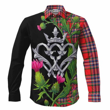 MacFarlane (McFarlane) Tartan Luckenbooth Long Sleeve Button Shirts Silver Heart Crown Thistle Floral Men's Shirt S - Tartan Vibes Clothing