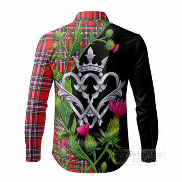 MacFarlane (McFarlane) Tartan Luckenbooth Long Sleeve Button Shirts Silver Heart Crown Thistle Floral - Tartan Vibes Clothing