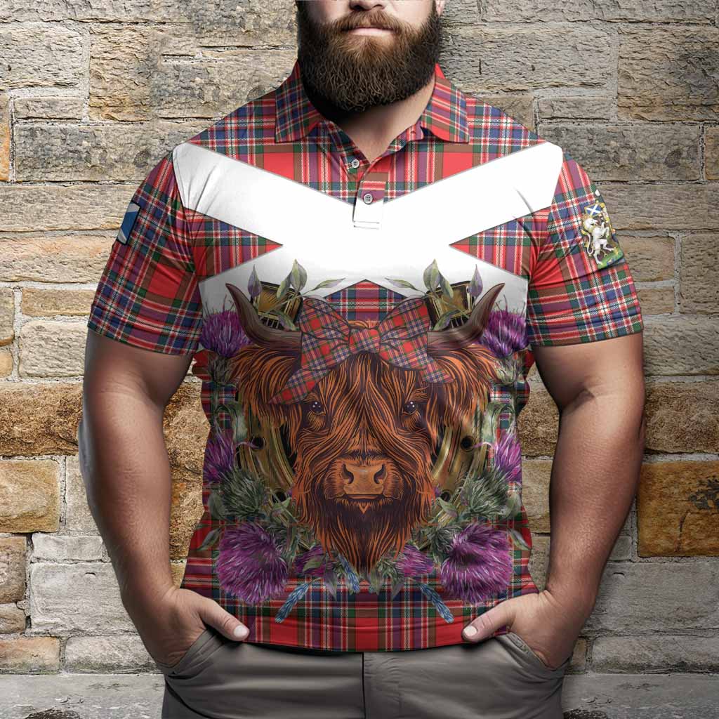 MacFarlane (McFarlane) Tartan Polo Shirt Scottish Thistle Heilan Coo