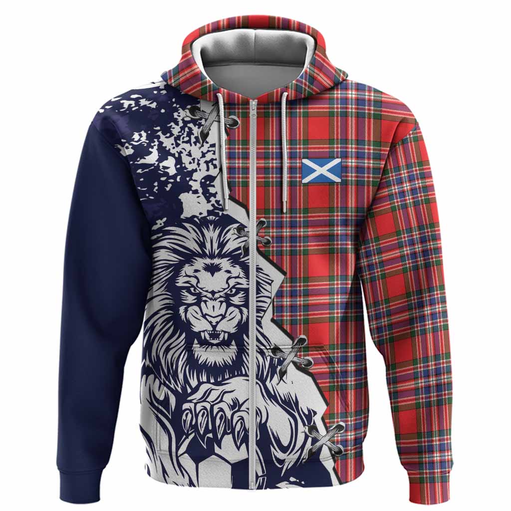 MacFarlane (McFarlane) Tartan Scottish Hoodie Angry Lion With Soccer Ball Style