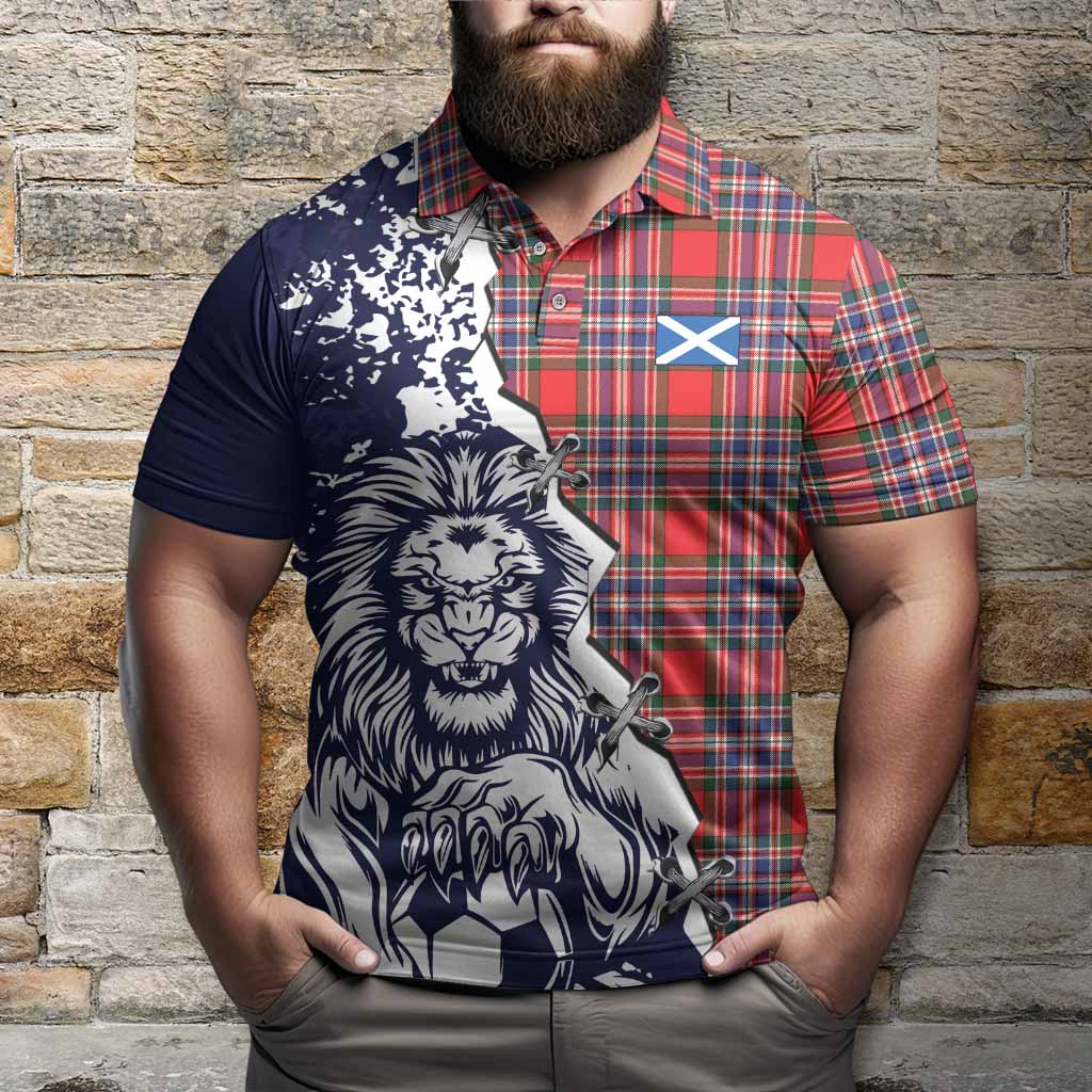 MacFarlane (McFarlane) Tartan Scottish Polo Shirt Angry Lion With Soccer Ball Style