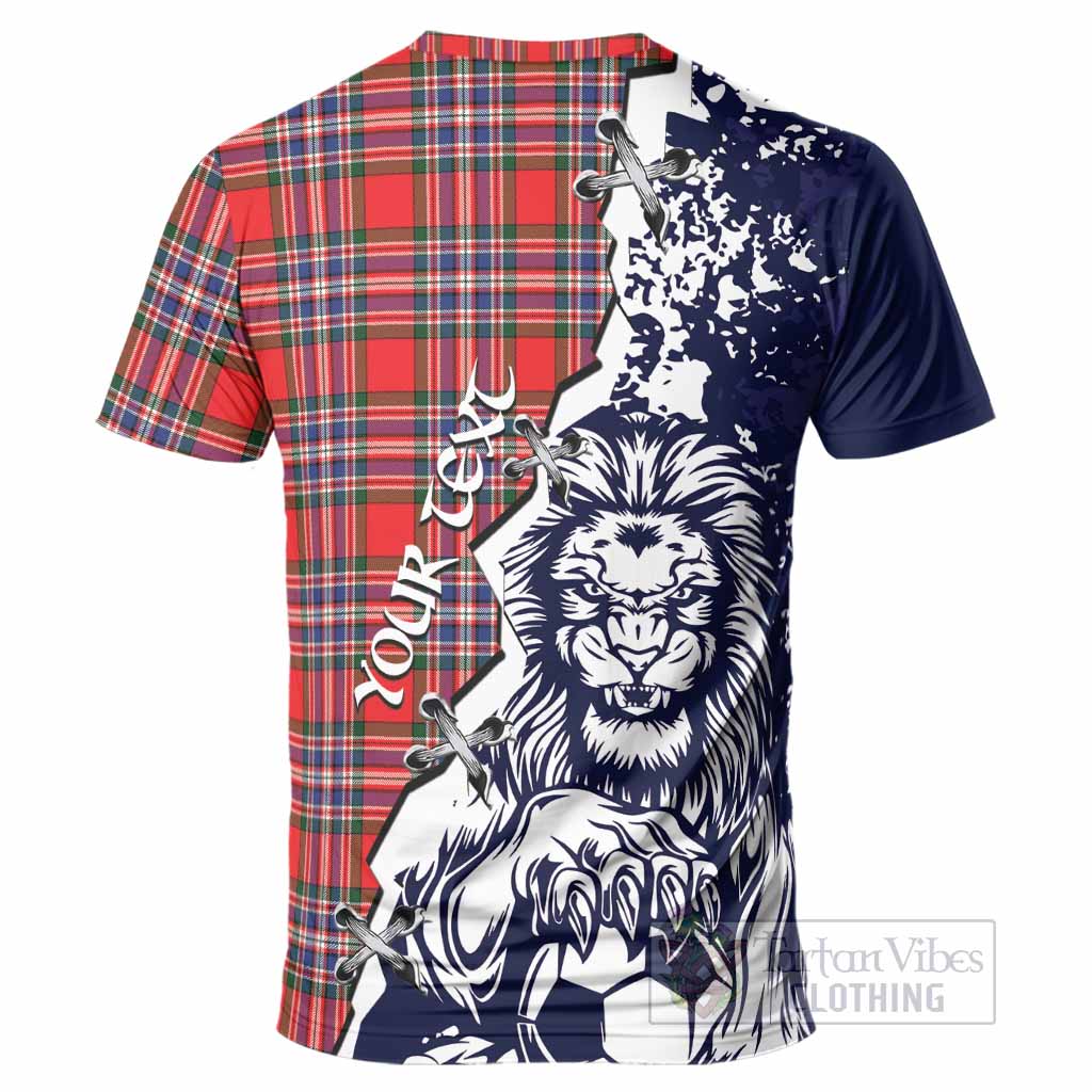 MacFarlane (McFarlane) Tartan Scottish T-Shirt Angry Lion With Soccer Ball Style