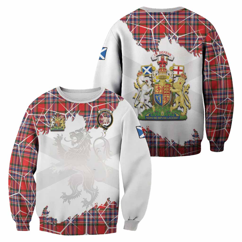 MacFarlane (McFarlane) Tartan Sweatshirt with Family Crest and Lion Rampant Grunge Style