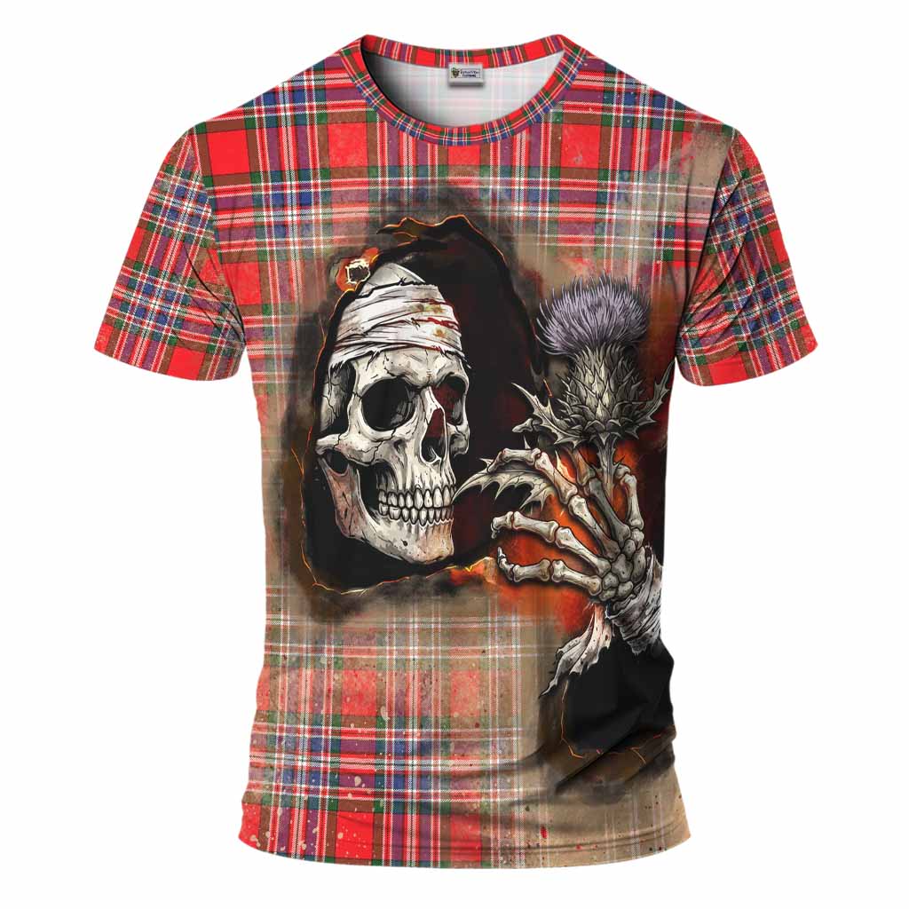 MacFarlane (McFarlane) Tartan T-Shirt Halloween Skeleton With Thistle Burning Effect