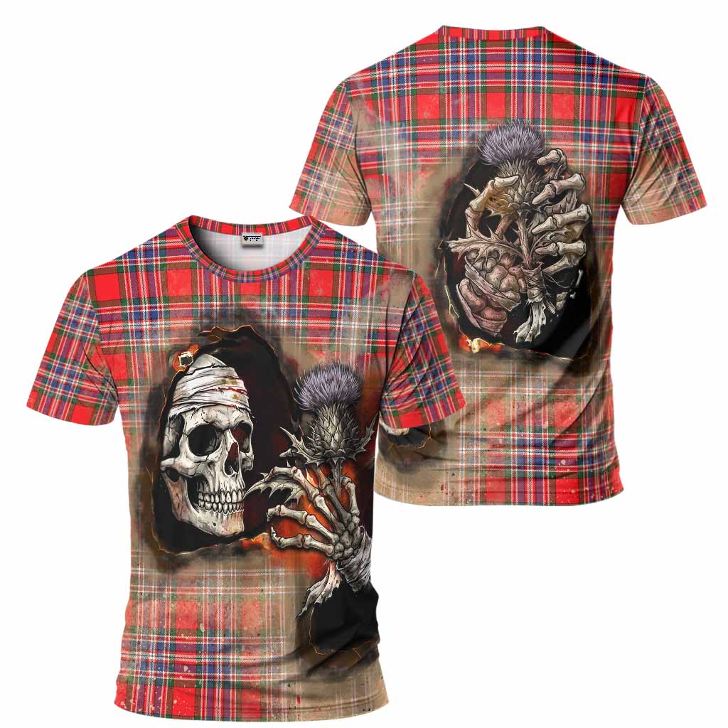 MacFarlane (McFarlane) Tartan T-Shirt Halloween Skeleton With Thistle Burning Effect