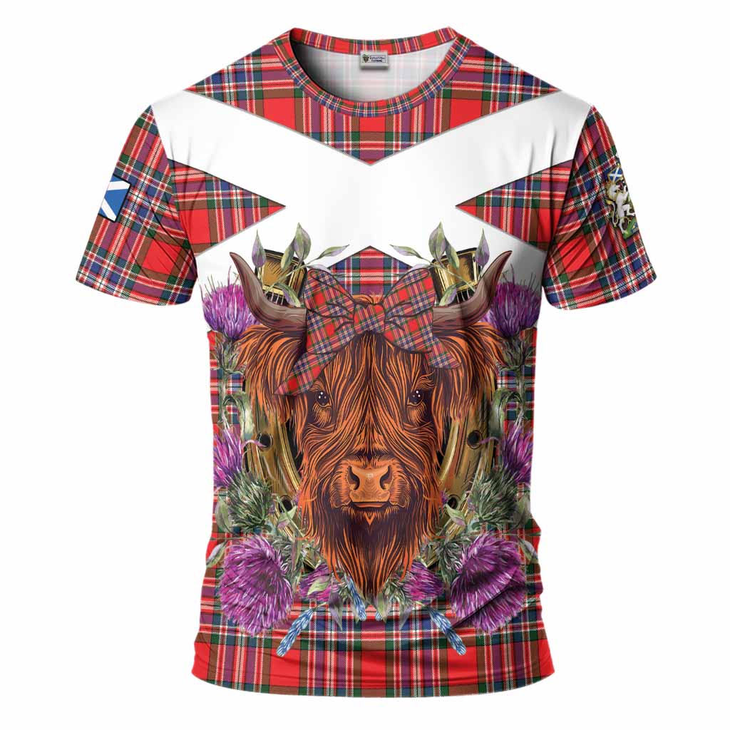 MacFarlane (McFarlane) Tartan T-Shirt Scottish Thistle Heilan Coo