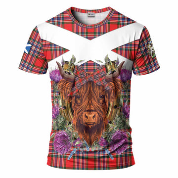 MacFarlane (McFarlane) Tartan T-Shirt Scottish Thistle Heilan Coo