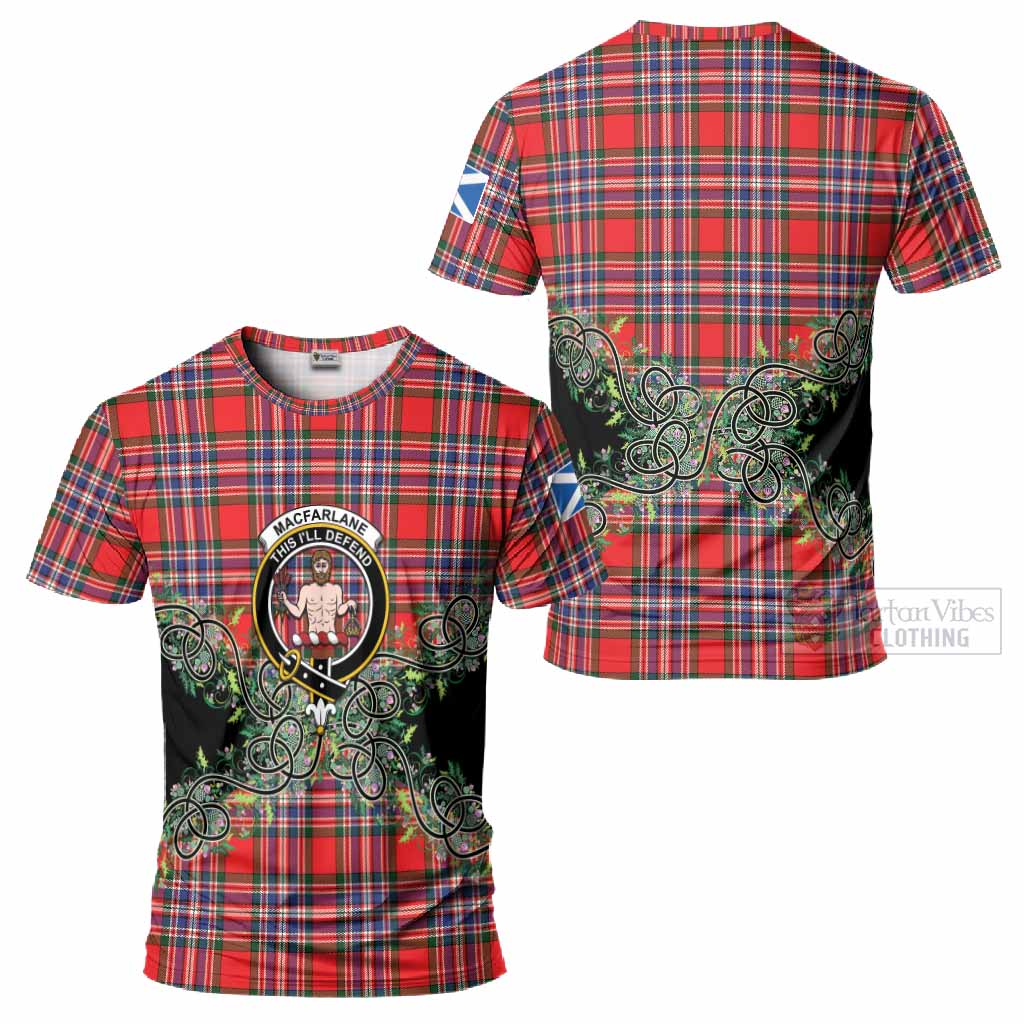 MacFarlane (McFarlane) Tartan T-Shirt Thistle Scottish Spirit