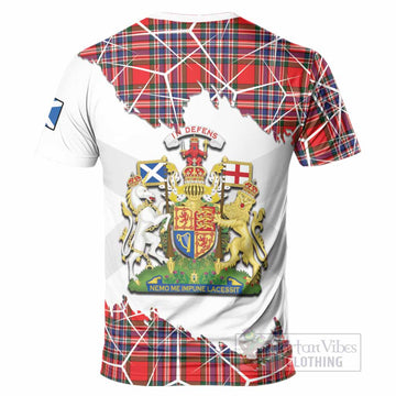 MacFarlane (McFarlane) Tartan T-Shirt with Family Crest and Lion Rampant Grunge Style