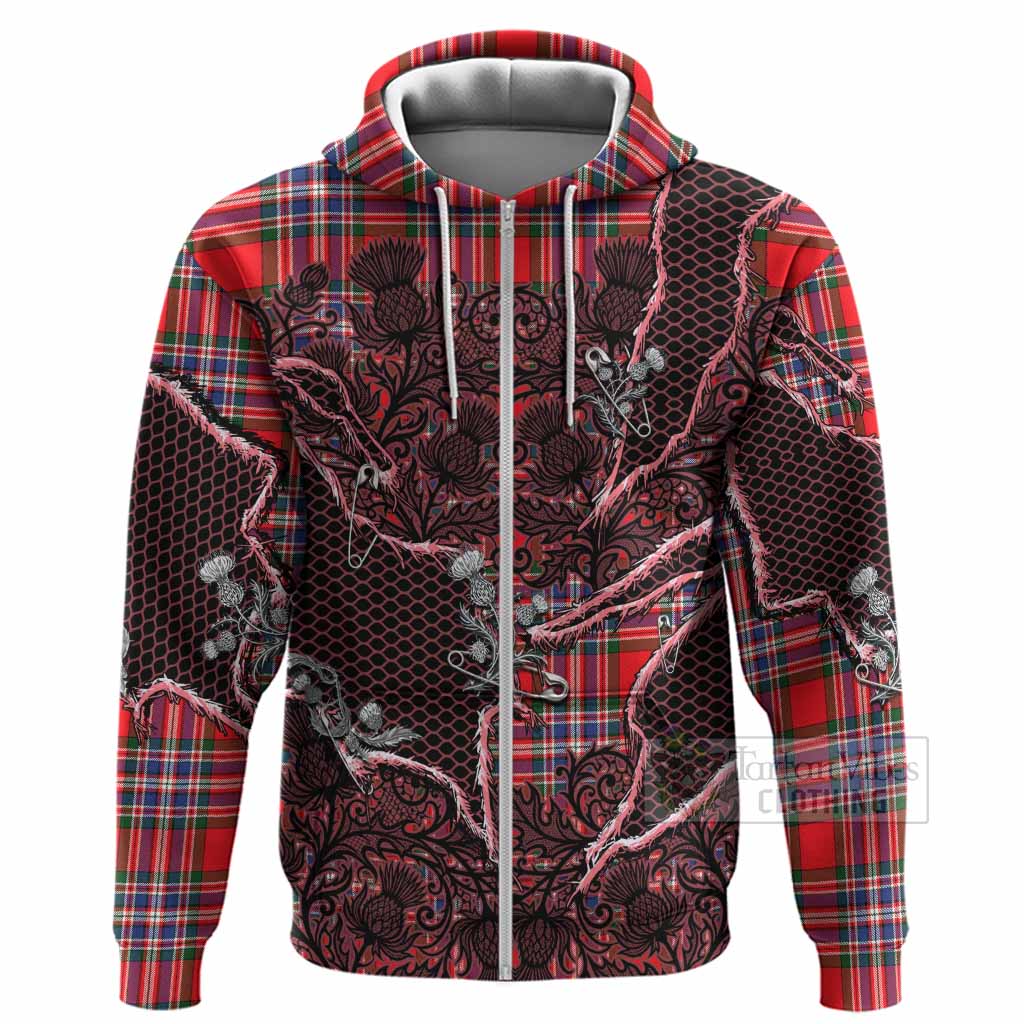 MacFarlane (McFarlane) Tartan Thistle Dark Gothic Hoodie Zip Hoodie - Tartan Vibes Clothing