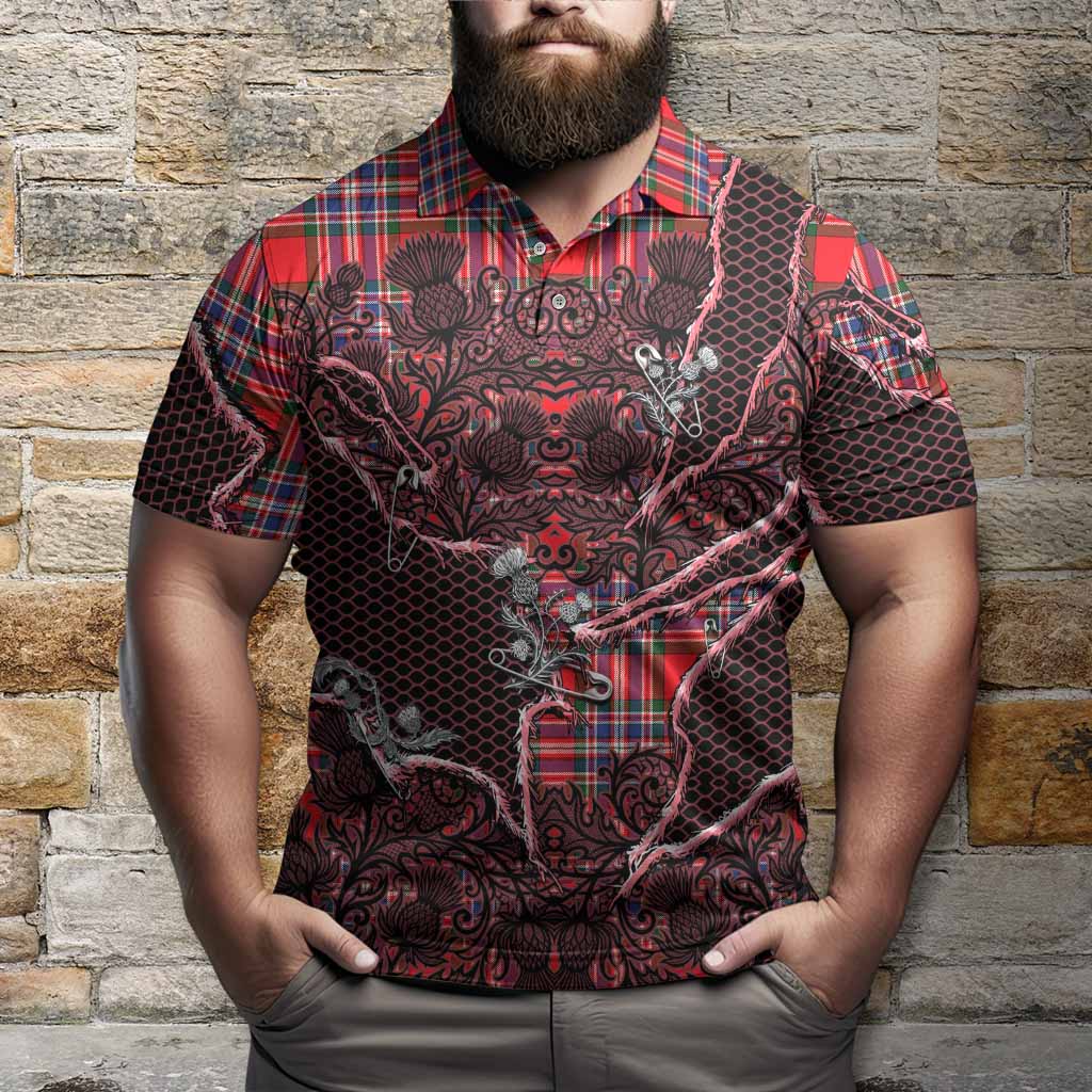 MacFarlane (McFarlane) Tartan Thistle Dark Gothic Polo Shirt - Tartan Vibes Clothing