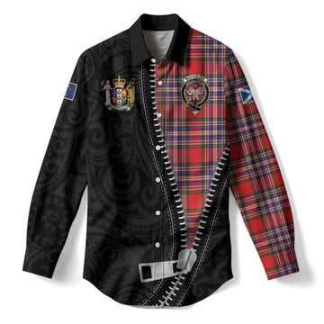 MacFarlane (McFarlane) Tartan Women Casual Shirt New Zealand Pattern Unique Zipper Stylized