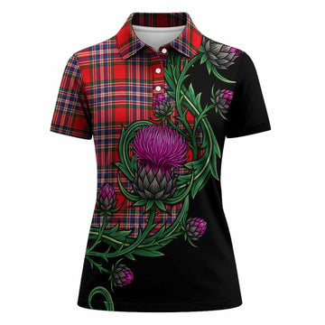 MacFarlane (McFarlane) Tartan Women Polo Shirt Resilient Scottish Thistle