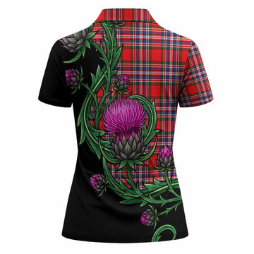 MacFarlane (McFarlane) Tartan Women Polo Shirt Resilient Scottish Thistle