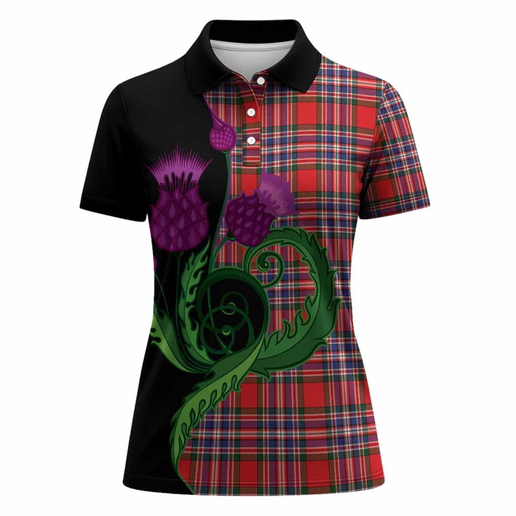 MacFarlane (McFarlane) Tartan Women Polo Shirt Traditional Scottish Thistle