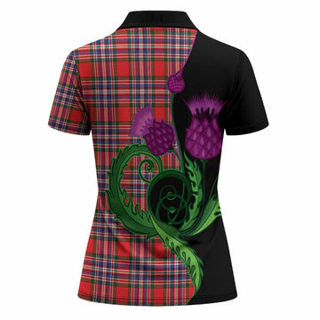 MacFarlane (McFarlane) Tartan Women Polo Shirt Traditional Scottish Thistle