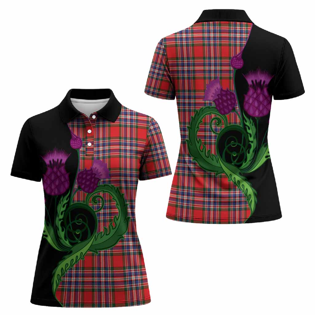 MacFarlane (McFarlane) Tartan Women Polo Shirt Traditional Scottish Thistle