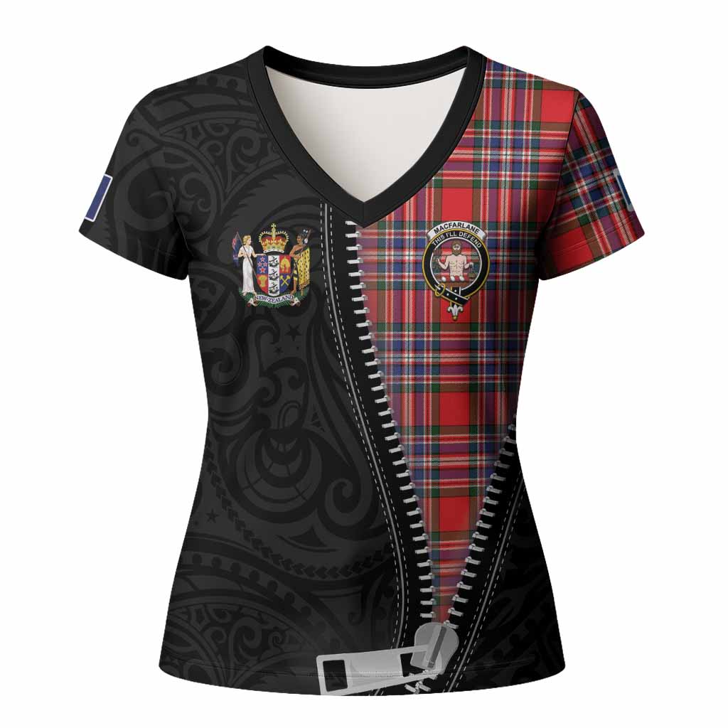 MacFarlane (McFarlane) Tartan Women T shirt New Zealand Pattern Unique Zipper Stylized