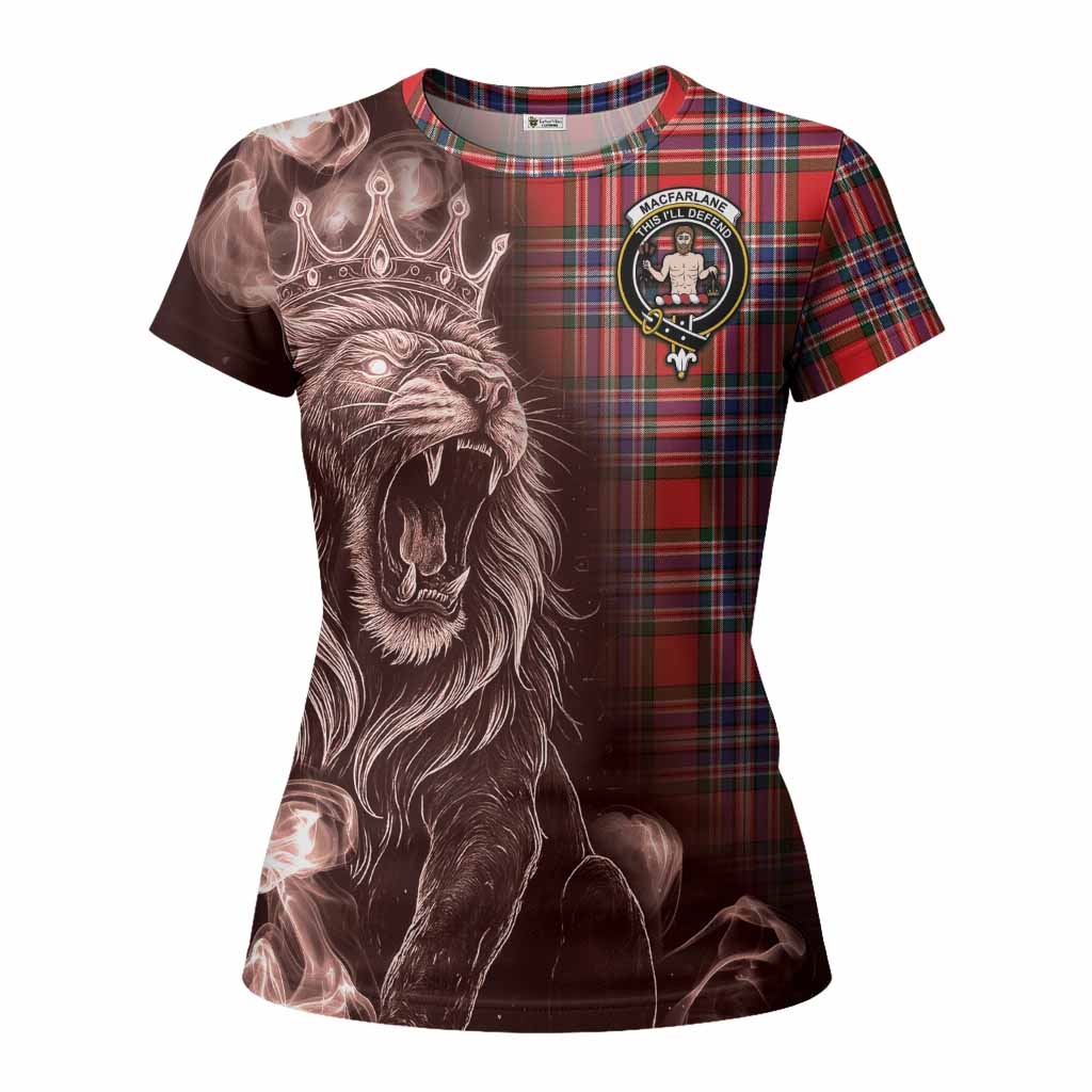 MacFarlane (McFarlane) Tartan Women T shirt Roaring Lion Heritage