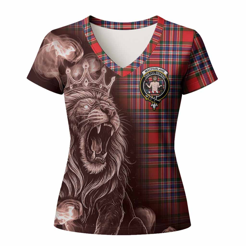 MacFarlane (McFarlane) Tartan Women T shirt Roaring Lion Heritage