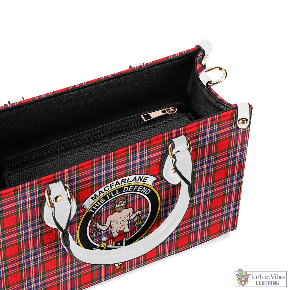 Tartan Vibes Clothing MacFarlane Modern Tartan Luxury Leather Handbags with Family Crest