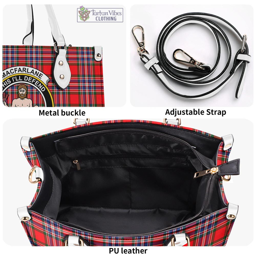 Tartan Vibes Clothing MacFarlane Modern Tartan Luxury Leather Handbags with Family Crest