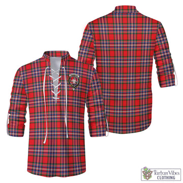 MacFarlane Modern Tartan Men's Scottish Traditional Jacobite Ghillie Kilt Shirt with Family Crest