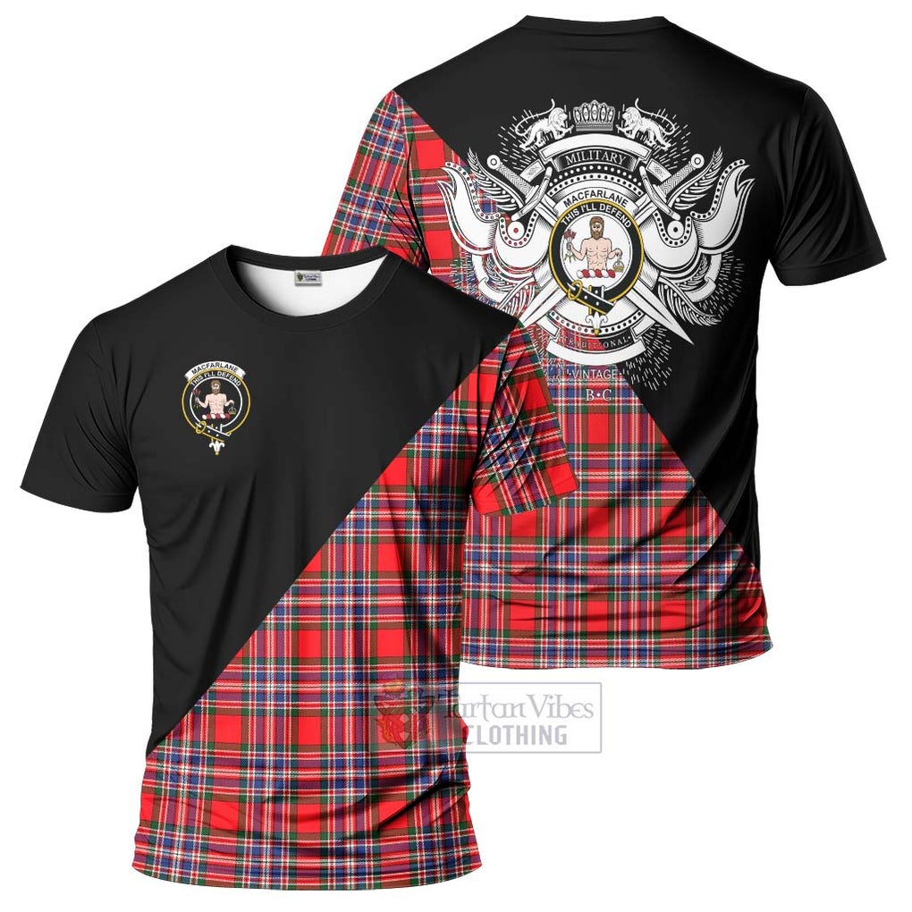 MacFarlane (McFarlane) Tartan T-Shirt with Family Crest and Military Logo Style Kid's Shirt - Tartanvibesclothing Shop