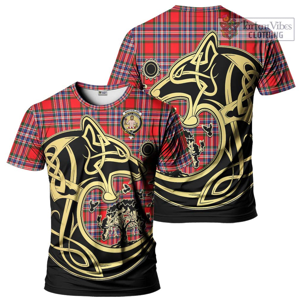 MacFarlane (McFarlane) Tartan T-Shirt with Family Crest Celtic Wolf Style Kid's Shirt - Tartan Vibes Clothing