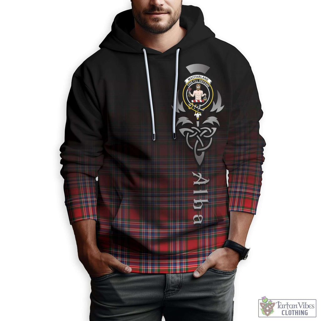Tartan Vibes Clothing MacFarlane Modern Tartan Hoodie Featuring Alba Gu Brath Family Crest Celtic Inspired