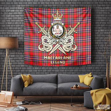 MacFarlane (McFarlane) Tartan Tapestry with Clan Crest and the Golden Sword of Courageous Legacy